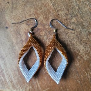 Folded peyote stitch beaded earrings